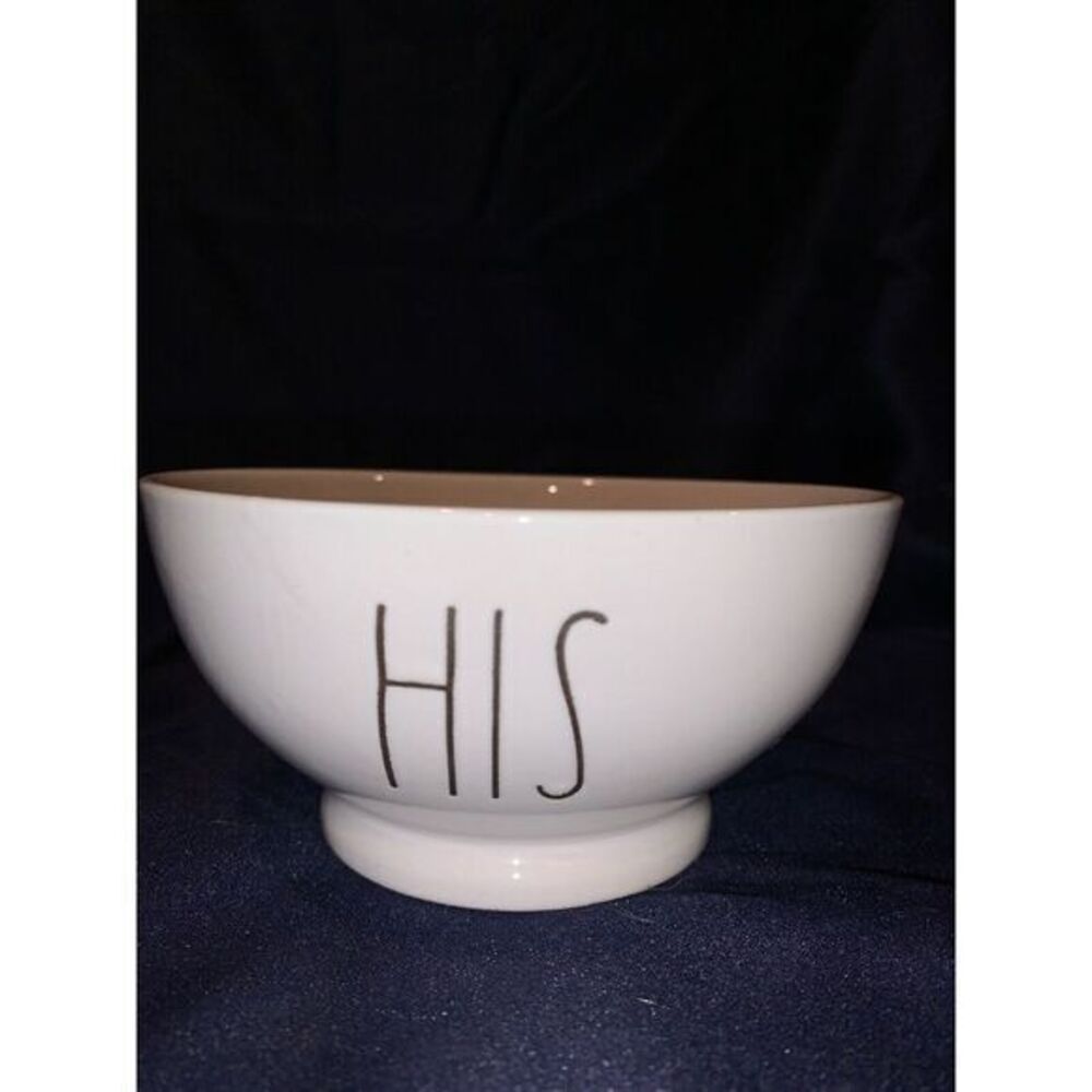 White Ceramic Bowl with 'HIS' Text
